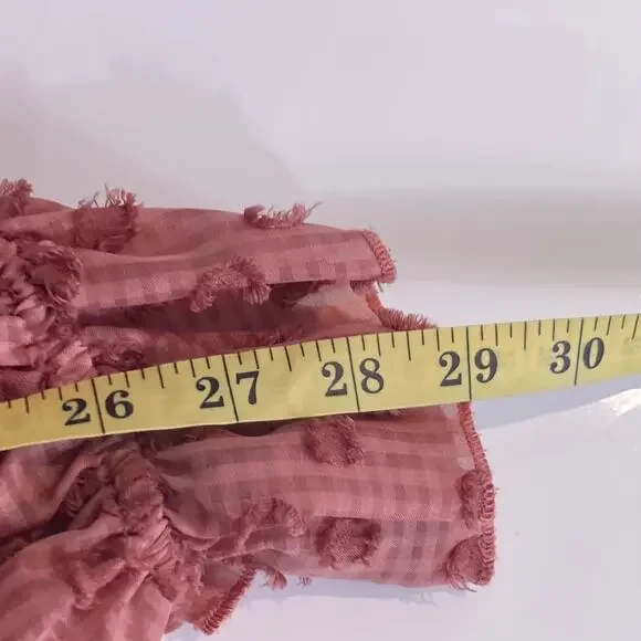 NWOT AAKAA Dress L Fluffy-Swiss-Dot Bow-Tassel A-Line Ruffle Tiered Balloon-Slev